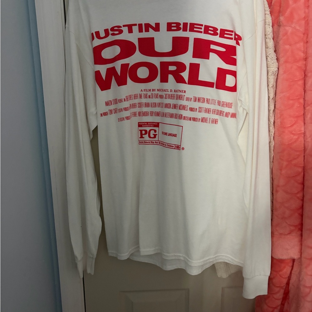 Justin Bieber Our World White Long Sleeve Shirt